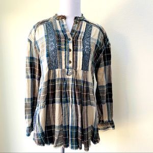 Free People Plaid Tunic Top, XS